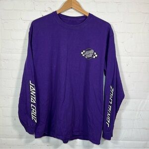 Santa Cruz Shirt Mens Medium Purple Long Sleeve Pullover Logo Spell Out Skater